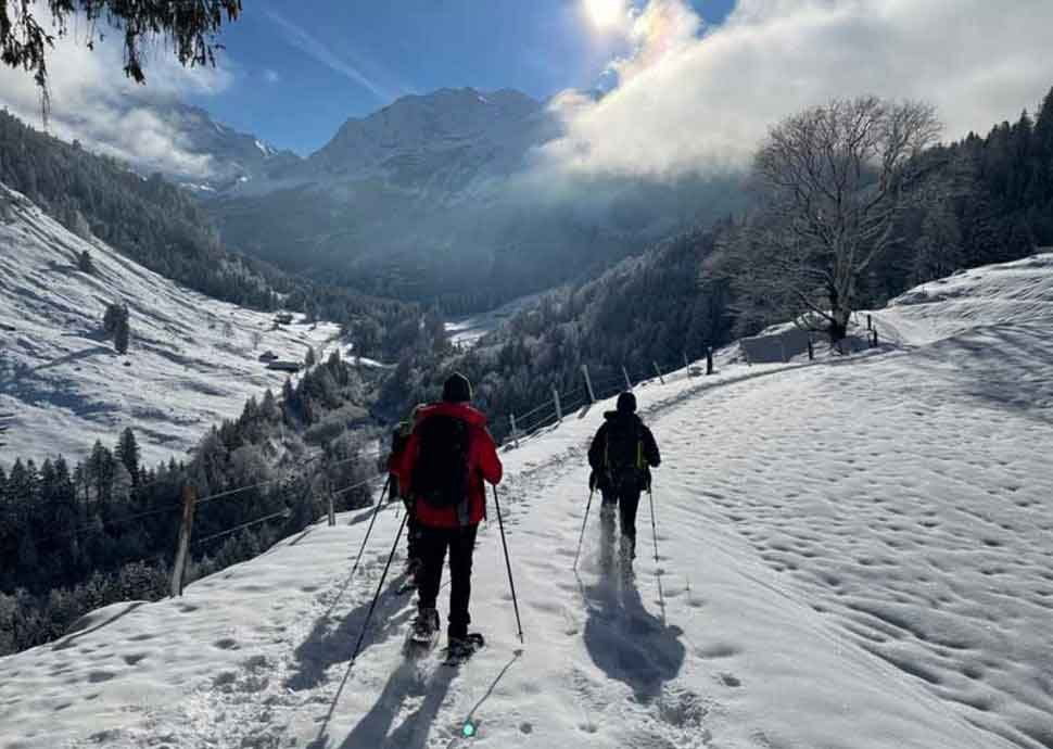 Winterwanderungen mit Blick auf die Berner Alpen