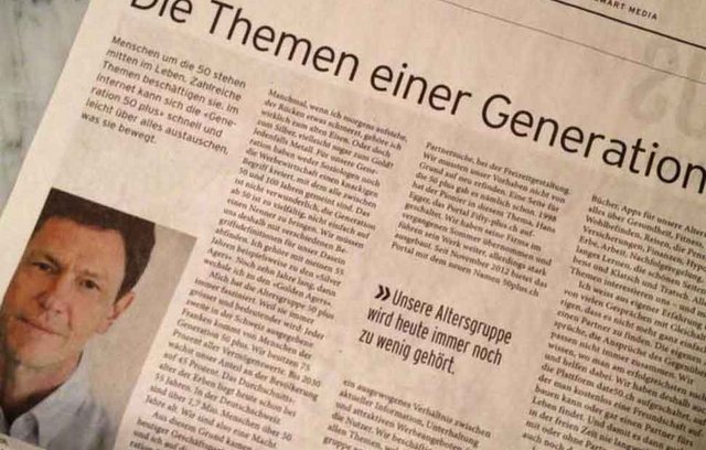 Editorial, 50plus.ch-Geschäftsführer Peter Schürch, Tages-Anzeiger